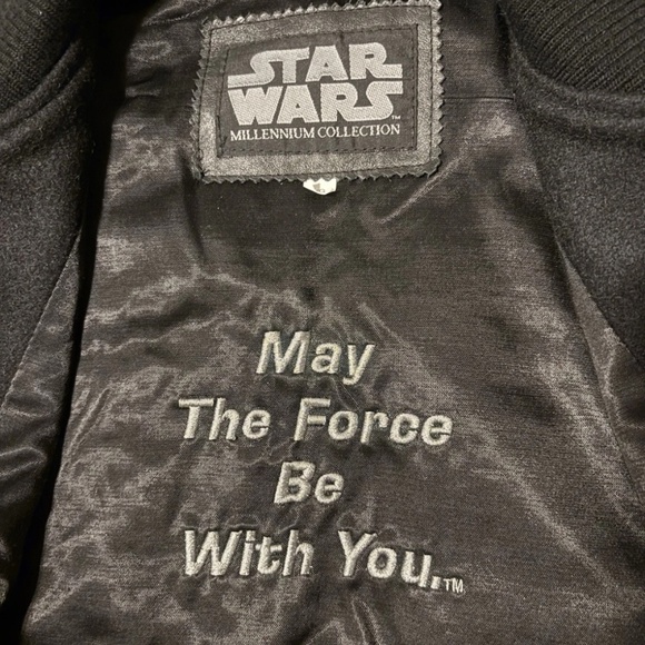 STAR WARS MILLENNIUM COLLECTION BOMBER JACKET, LEATHER WOOL SIZE L RARE VINTAGE - Picture 5 of 6